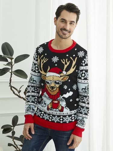 YIJIU Men's Ugly Christmas Sweater Long Sleeve Crew Neck Knitted Sweaters Xmas Holiday Funny Pullover Knitwear Tops - Image 5