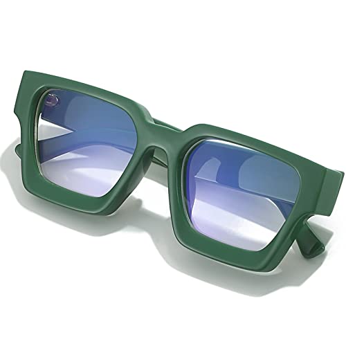 Image of AIEYEZO Square Thick Frame Glasses for Women Men Fashion Blue Light Glasses Trendy Chic Computer Eyeglasses