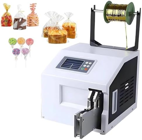 Automatic Bag Closure Machine, Stainless Steel Bundling Equipment with Adjustable 0.19-1.18in, 4.3" Display, Includes 1 Roll Metallic Wire, Language Switch for Easy Use
