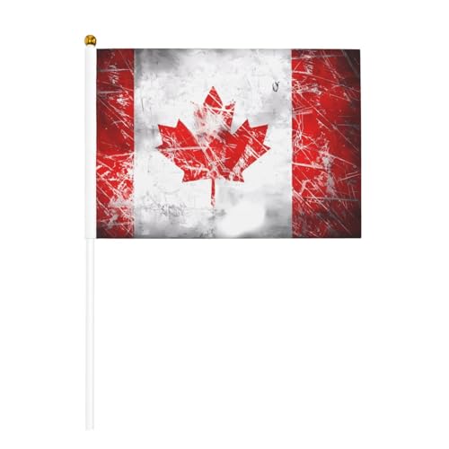 Bandiera del Canada retrò su entrambi i lati, 14 x 20,8 cm, per feste, eventi sportivi e tifosi