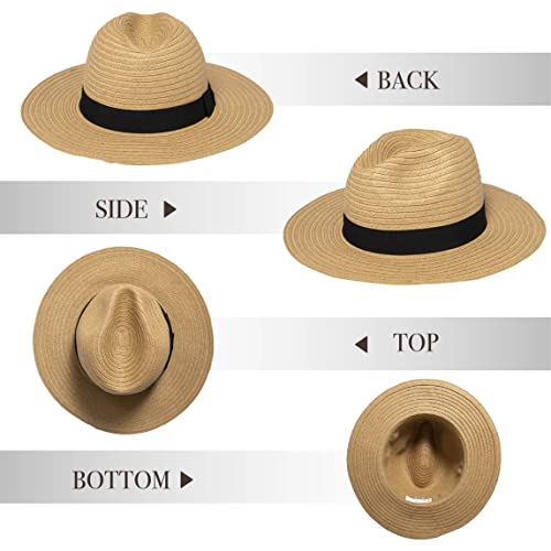 San Diego Hat Company Women's Wide Brim Leather Fedora With Bow Band, Women’s Sun Hat, One Size, Tobacco #TOP1