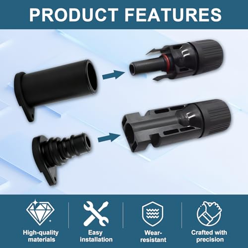 10 Paar Silikon Staubdicht Wasserdicht Kappe, PV-Stecker Staubschutzkappen, langlebige Silikon Endkappen & Waterproof Wiring Cap Connector für PV-Systeme und Solarmodule