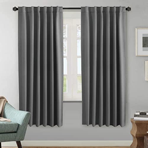 Image of H.VERSAILTEX Blackout Curtains Thermal Insulated Window Treatment Panels Room Darkening Blackout Drapes for Living Room Back Tab /Rod Pocket Bedroom Draperies, 52 x 72 Inch, Bluish Gray, 2 Panels