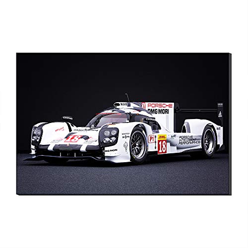 Toile Porsche voiture de course blanche pour déco de chambre moderne