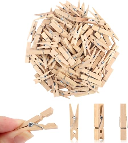 100pcs Mini Wooden Pegs - 3.5cm Mini Pegs for Decorative Photo Wall - Wooden Natural small Peg for Holding Photo Paper Clothes and DIY Projects