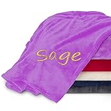 Personalized Blankets for Adults - Custom Blanket with Embroidered Name or Monogram - Soft Fleece Throw Cover for Bed & Couch - Purple (60"x80")