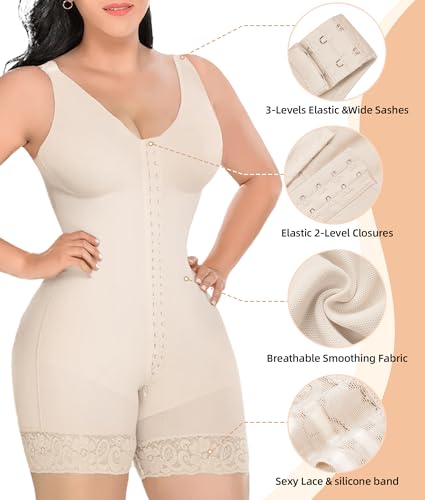Image of YIANNA Fajas Colombianas Shapewear for Women Tummy Control Full Body Shaper Butt Lifter with Zipper Crotch