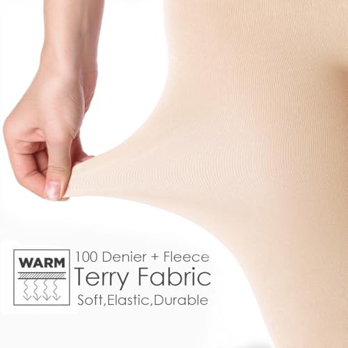 Image of G&Y 2 Pairs Fleece Lined Tights for Women - 100D Opaque Warm Winter Pantyhose