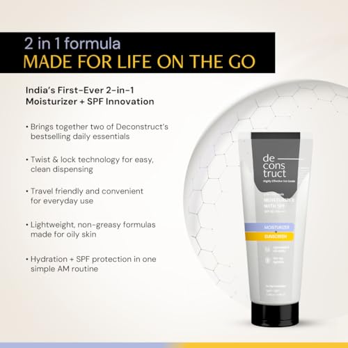 Image of Deconstruct 2 in 1 Moisturizer & Sunscreen | SPF 50 PA++++, Oil Free Moisturizer & Gel Sunscreen, Invivo Tested, Lightweight, Non-Greasy, For oily, combination, normal skin |For Men & Women - 50gm