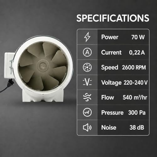 Image of Inline Duct Fan 6Inch /150mm | Silent Mix Flow Fan | Duct Exhaust Fan | Inline Exhaust Fan | Circular Inline Fan|Air Circulation System| White | 70W Copper Motor | 2 Speed | Air Flow 540m3 /h