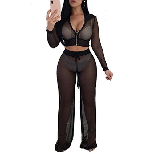 black mesh swimsuit cover up pants