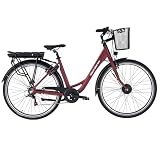 F.lli Schiano Bici Elettrica Uomo Donna 28”, Batteria 540Wh Rimovibile, Motore 250W, E-Moon Rosso