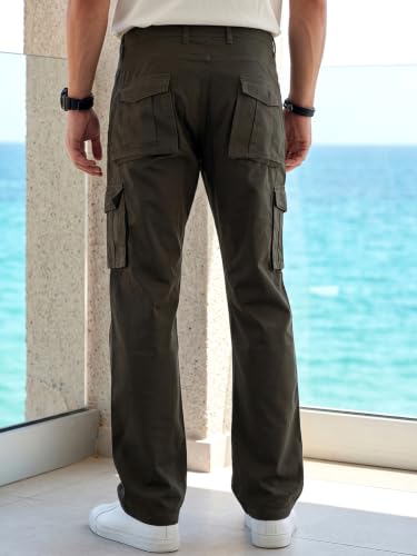 Vogaan Men’s Cotton Cargo Pants Green OLIVE - Image 7