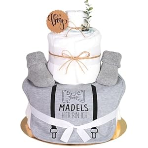 Trend Mama Hosenträger Junge Windeltorte – Mädels hier bin ich