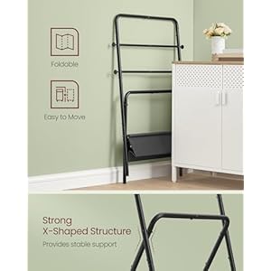 Vasaglefreestandingtowelrackfoldableblanketholdertowelholderwith4hooksfabricbasket39incheshighforbedroomlivingroombathroominkblackandslategrayulls020b01 Urban Country Home Decor Vasagle freestanding towel rack foldable blanket holder towel holder with 4 hooks fabric basket 39 inches high for bedroom living room bathroom ink black and slate gray ulls020b01 urban country home decor