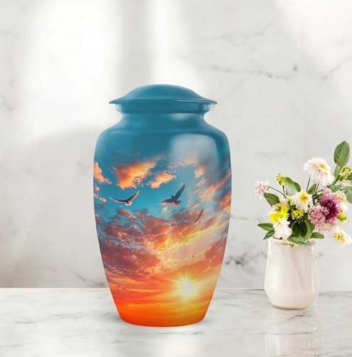 Image of Personalized Sunset Sky - Burial Urn for Ashes for Men - Large Urns for Human Ashes Adult Male - Decorative Funeral Urns for Women - 10 Inch - Large with Velvet Bag - Human Urns for Ashes