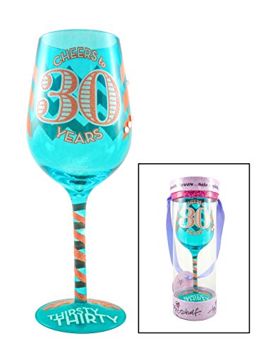 Thirsty Thirty Birthday Wine Glass – Novelty Gift Idea for Him or Her