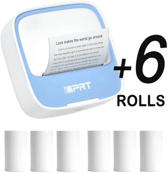 iDPRT S1 Mini Printer with 6 Rolls Thermal Sticker Paper Bundle