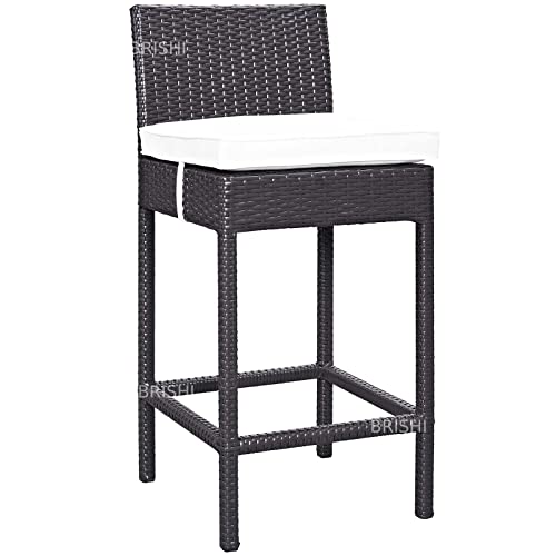 Image of BRISHI Outdoor Bar Set Garden Patio Bar Set 1 +4 4-Chairs and 1-Table Set Balcony Bar Table with Stool Set (Brown)