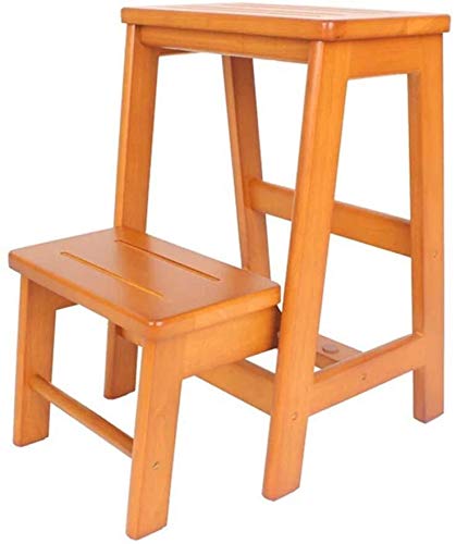 Escabeau pliant à 2 marches en chêne jaune, tabouret d'escalade intérieur