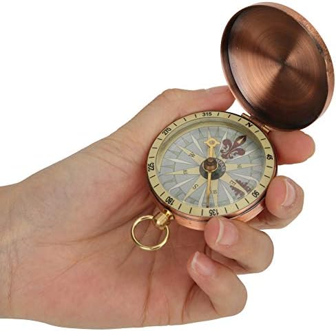Alomejor Compass Portable Classic Vintage Retro Pocket Style Metal Copper Flip Cover Compass for Camping Hiking Boating
