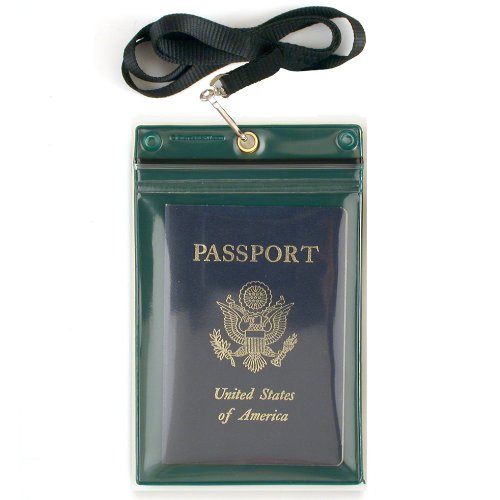 StoreSMART Sport - Zipper Passport Holder with Lanyard - Clear Plastic Front & Green Plastic Back - SPCR1596ZIPS-GR-1