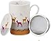Aromas de Té - Taza de Té con Filtro y Tapa - Capacidad 0,32 litros - Tisanera con Diseño de Renos - Infusor de Acero - Apta para Microondas y Lavavajillas - Accesorios para Infusiones