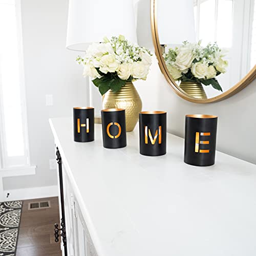 Walbrook Home Love Metal Candle Holder Set Of 4 - Wedding Decorations, Centerpiece Table Decorations, Black Room Decor, Wedding Table Decorations, Candle Gift Set, Dining Table Centerpiece #TOP6