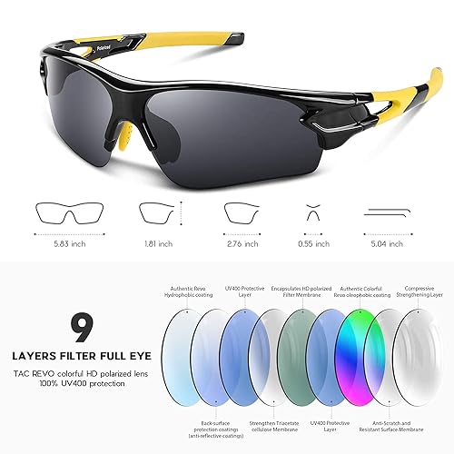 Lentes de sol deportivos polarizados, protección UV 400, perfectos para béisbol, ciclismo, pesca, correr, golf, lentes TAC
