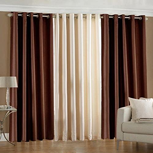 Image of Presents Beautiful Long Crush Curtains Plain Set of 3 Piece Polyster Size 5 feet