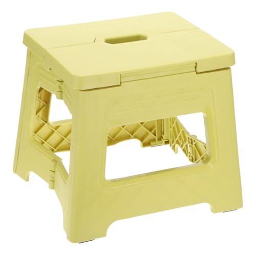 sourcing map 8 Folding Step Stool for Adults 88 lbs Capacity Non-Slip Step Stool with Handle Collapsible Foot Stools, Yellow Small Stepping Stool for Bathroom, Bedroom, Kitchen