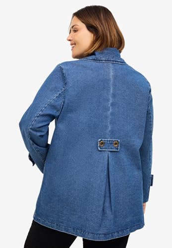 ellos Plus Size Button Front Denim A-Line Jacket2