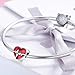 BISAER 925 Sterling Silver Heart Charm Heartbeat Love Heart Shape Beads Charm for Bracelet Necklace