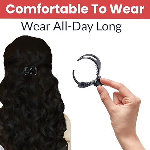 Image of TEMPERIA (6 pcs) Hair Clips for Women & Girls - Clutcher Clutches Claw Clip Accessories - Stylish, Fashional (Black) (DN02)