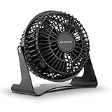 Air Monster 4 Inch Personal Desk Fan Quiet, Personal Fan, Table Fan, Tabletop Fan, Plug in Fan with 1 Speed Setting, Adjustable Tilt, ETL, Black