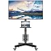 BONTEC TV Ständer Rollbar für 23-60 Zoll LED LCD OLED, Max. VESA 400x400mm, bis 40 kg, Höhenverstellbarer Fernsehständer mit Rollen und Lochplatte, Medienablage, Kabelmanagement, Schwarz