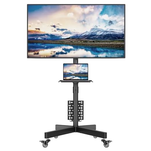 BONTEC Mobila TV-stativ på Hjul för 23-60 tums Plasma/LCD/LED TV-apparater, Portabelt TV-stativ med Fack, Höjdjusterbart, Hemdisplay och Rullande TV-vagn rymmer 25kg, Max. VESA 400x400mm