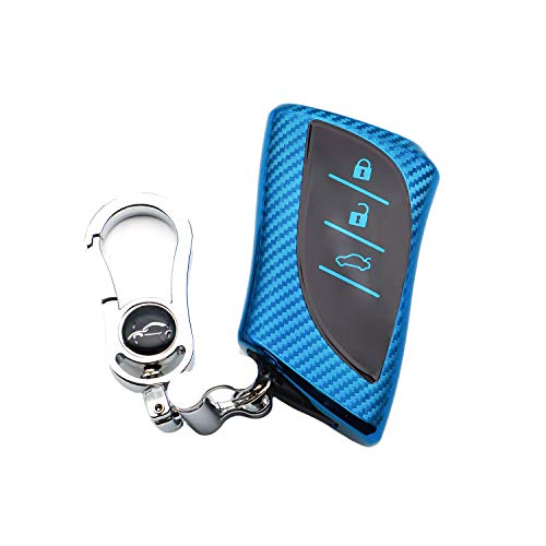 M.JVisun Soft Carbon Fiber Finish Car Key Fob Cover For Lexus ES200 ES250 ES260 ES300h ES350 GX460 LC500 LC500h LS350 LS500 LS500h LX600 NX300h UX200 UX250h UX260h TPU Case With Keychain