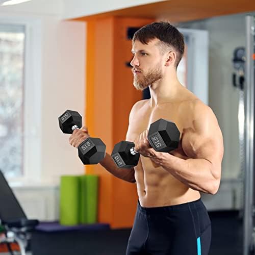 Rashinka Dumbbells Weights Dumbbells Weight Set Rubber Coated Iron HeX Black Dumbbell Home Weight Set 5lb,10lb,15lb,20lb,25lb,30lb,35lb,40lb,45lb,50lb 50lb Dumbbell (A, One Size)