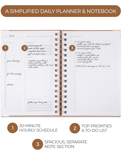 ZICOTO Aesthetic Daily Planner And Notebook With Hourly Schedule - Aesthetic Spiral To do List Notepad For Work/Home to Organize Tasks And Appointments - Stylish School/Office Supplies Book For Women - Image 3