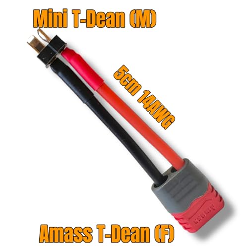 VUNIVERSUM 1x Stück Premium Adapter T-Dean Female auf Mini T-Dean T-Connector Male für Lipo Akku Batterie Hochstrom Modellbau