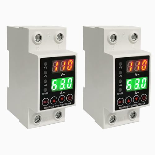 Voltage Protector 110V 220V, 63A Adjustable Smart Circuit Breaker(2PCS)