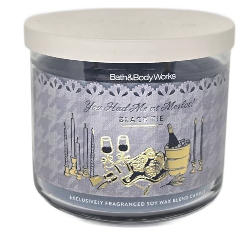 White Barn Bath & Body Works 3 Wick Candle Black Tie