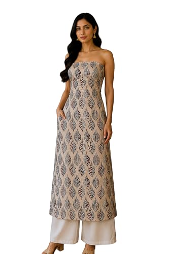 Image of Ethnics of Kutch Womens's Ajrakh Modal Silk Natural Dye Hand Block Print Unstitched Kurta Fabric