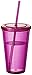 Produktbild geschenkartikel-shopping Plastikbecher doppelwandig Tasse Becher Deckel Strohhalm Smoothie Saft Kaffee Eiskaffee - Zweite Wahl OHNE Trinkhalm - Farbe pink
