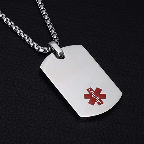 20 to 28 Inches Men's Medical Alert ID Necklace Dog Tags Free Engraving Stainless Steel Chain - Image 4