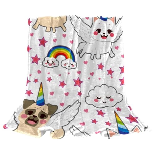 Couverture Polaire Licorne Chat Cadeau Idéal Idée Anniversaire