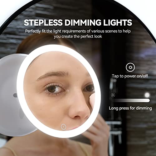 Touchbeauty Shower Mirror Fogless For Shaving, 7X Magnifying Makeup Mirror With Led, Rechargeable Anti-Fog Shower Mirror, Fogless Bathroom Shaving Mirror For Men And Women, 360° Swivel #TOP1