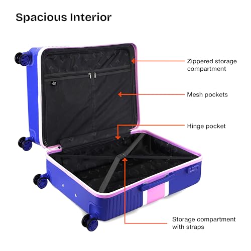 Image of Nasher Miles Mexico Hard-Sided Polycarbonate 8 Wheels Double Spinner Check-in Luggage Blue and Pink 24 inch |65cm Trolley Bag, Medium