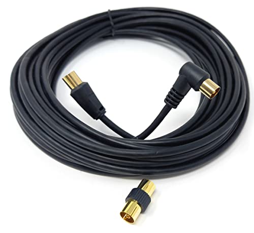 DRUT 10m TV RF Right Angle Male to Male Aerial Antenna Coaxial Cable With Female to Female Coupler Gold Connectors 75 ohm - Image 2
